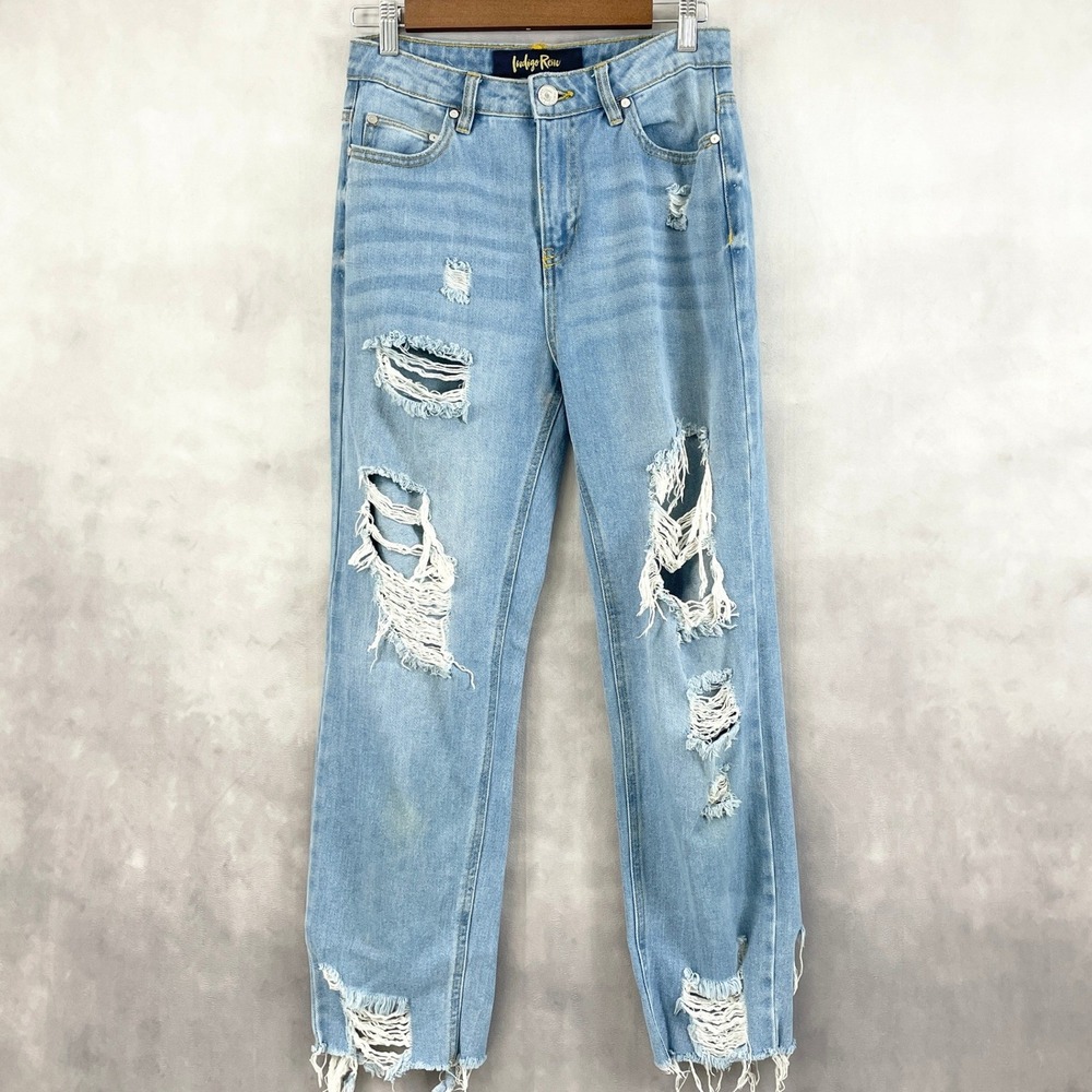 Indigo Rein Distressed Ripped Jeans Womens 5/26 Straight Leg Street Grunge Indie